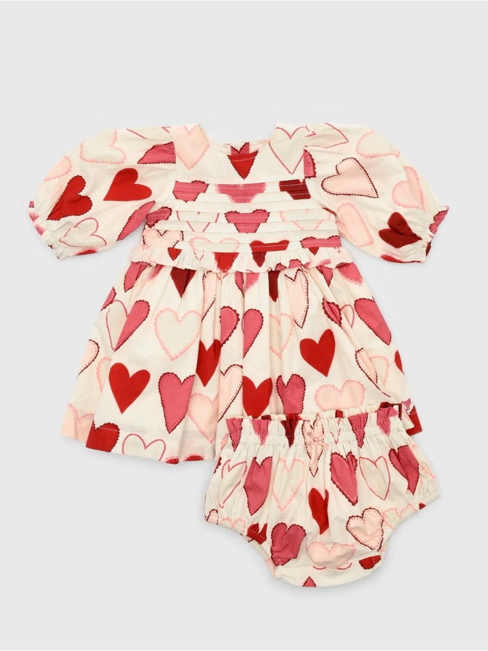 Pink Chicken Renee Dress Set with Hearts